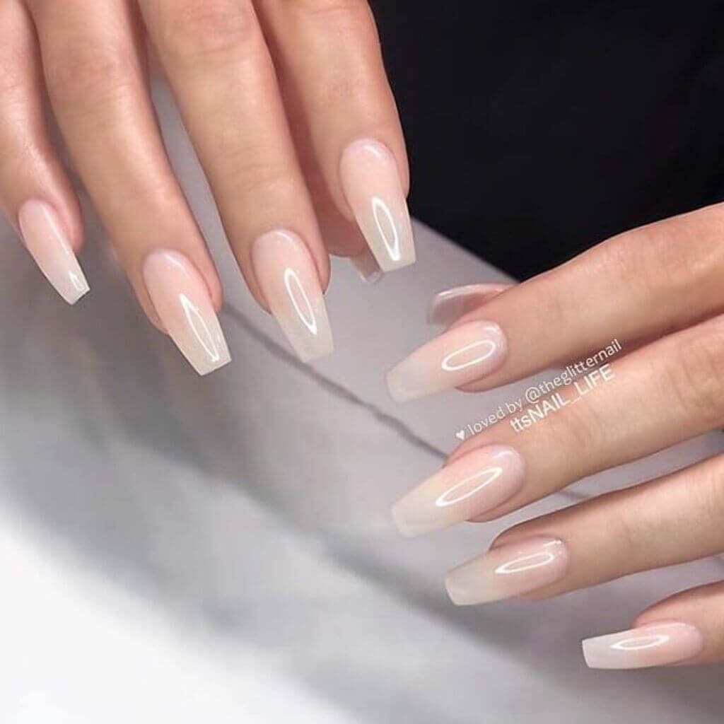 Milky nude nails