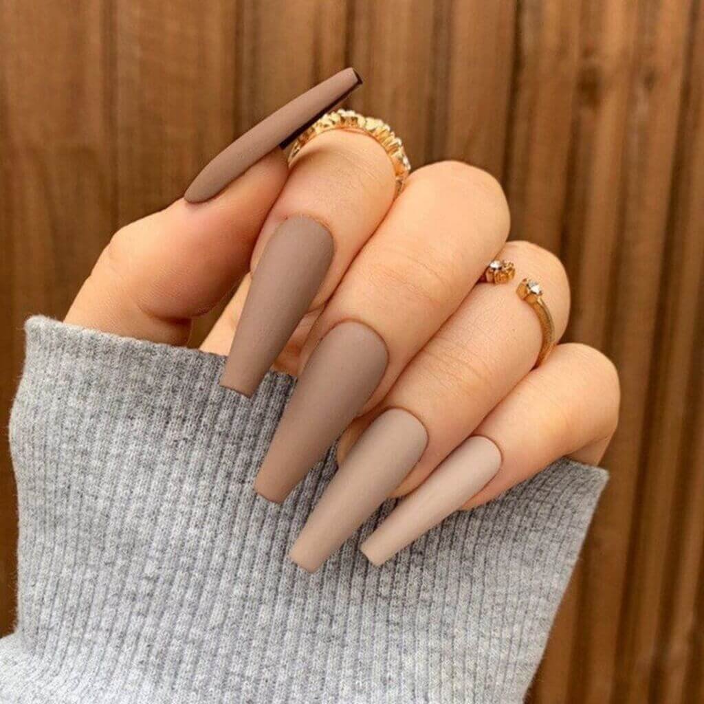 Nude brown nails